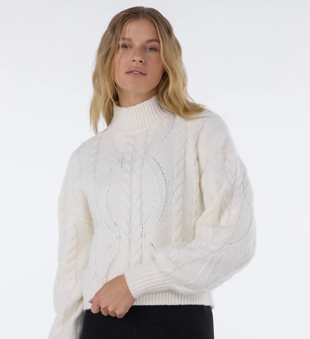 TAVI Hi Low Cable Sweater / Small / Coconut Women's Small Melange Soft NWT